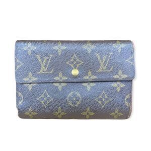LOUIS VUITTON MONOGRAM CANVAS LEATHER ETUI PAPIERS TRIFOLD WALLET